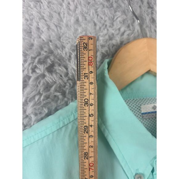 Columbia PFG Omni-Shade Fishing Shirt Long Sleeve Button Up Teal Size L - Picture 10 of 10